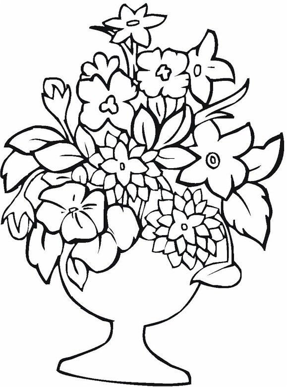 Free Flower Coloring Pages For Kids
 Vase & Pottery Coloring Page color pages