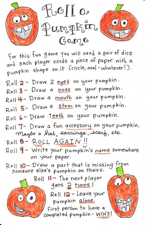 Free Halloween Party Game Ideas
 Roll a Pumpkin Game FREE Printable
