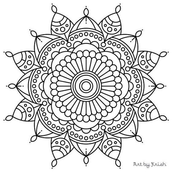 Free Mandala Coloring Pages For Kids
 Items similar to Mandala Adult Coloring Page 56 on Etsy