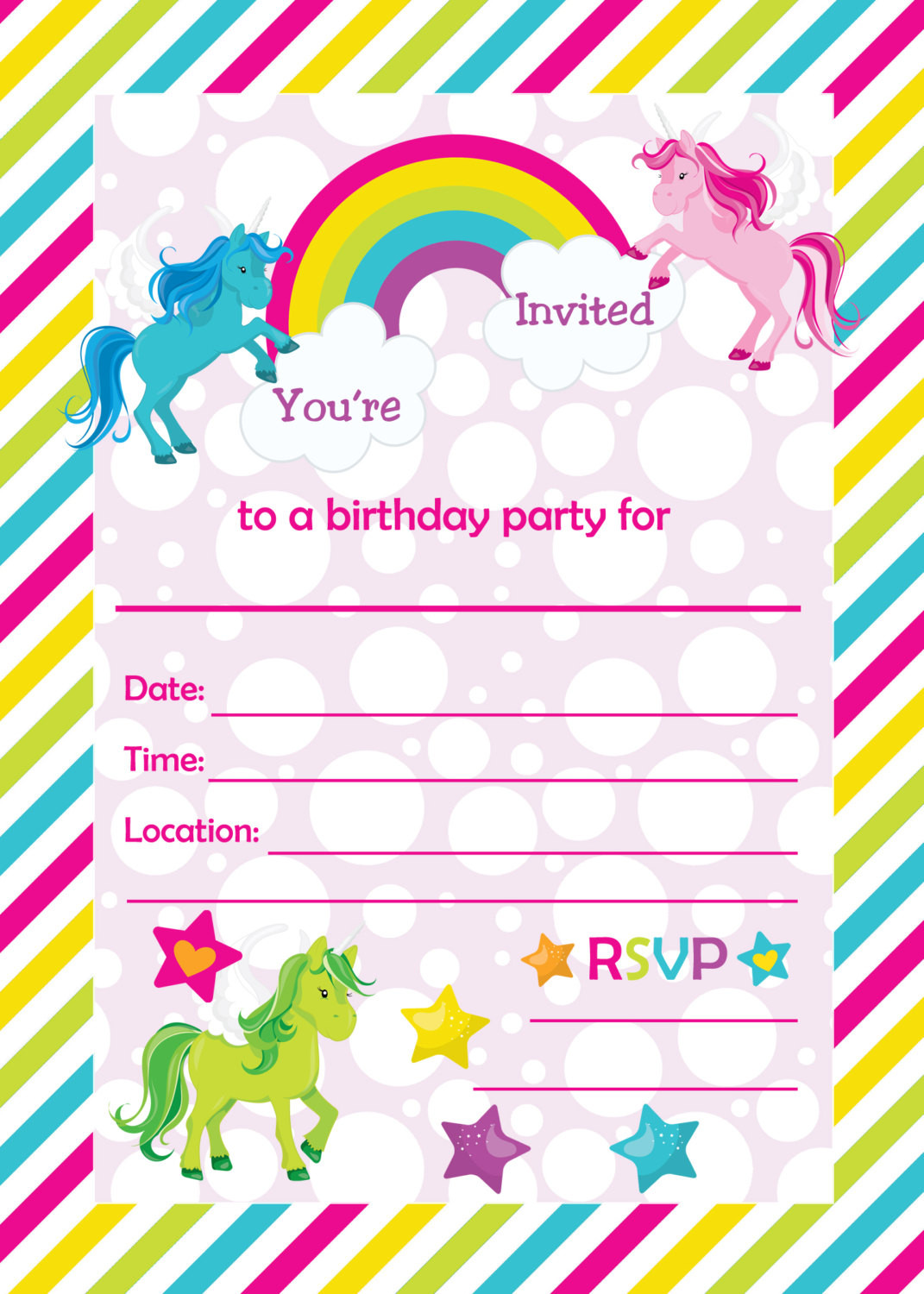 Free Printable Birthday Party Invitations
 FREE Rainbow Birthday Invitations – Bagvania