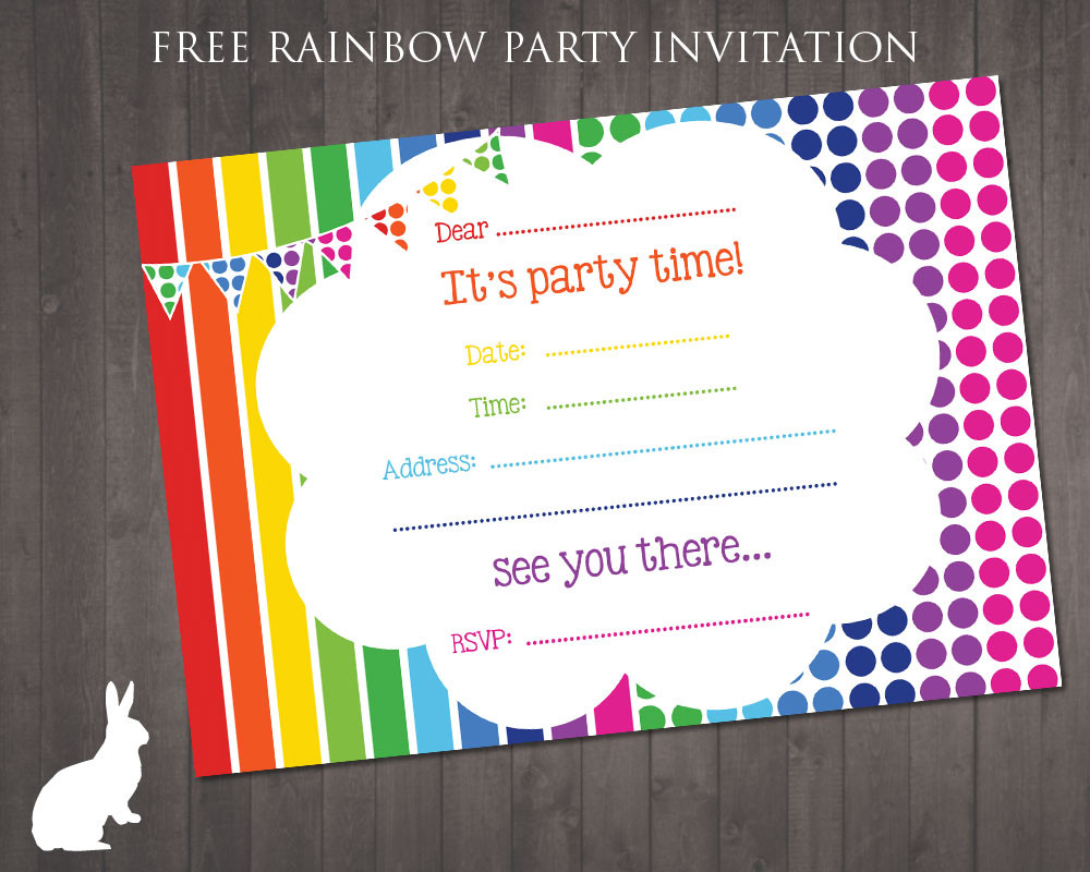 Free Printable Birthday Party Invitations
 FREE Rainbow Party Invitation