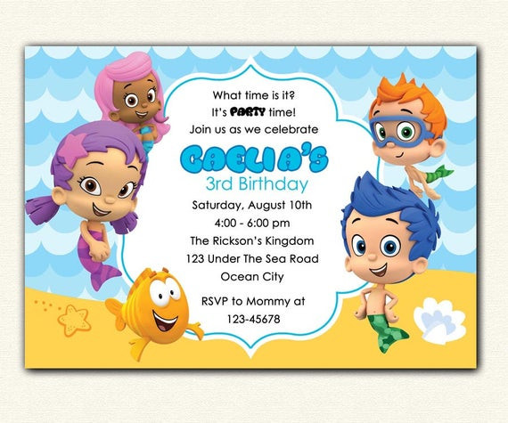 Free Printable Bubble Guppies Birthday Invitations
 Erna on Etsy