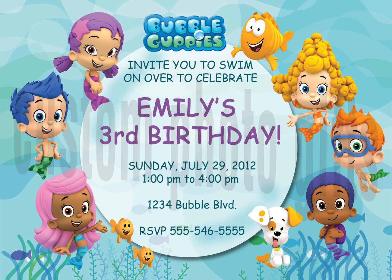 Free Printable Bubble Guppies Birthday Invitations
 Personalized Bubble Guppies Birthday Invitation Digital