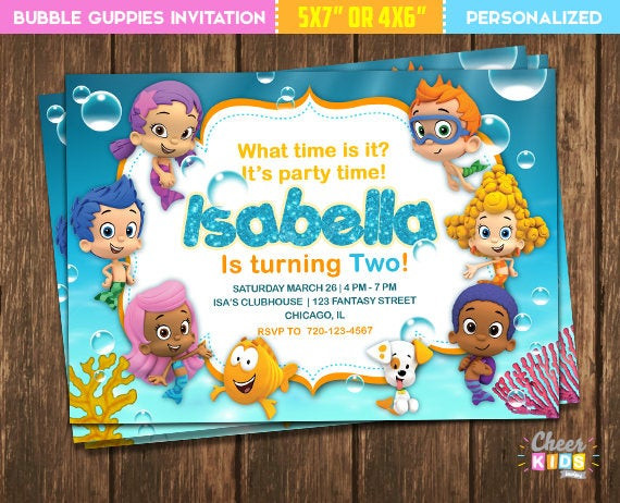 Free Printable Bubble Guppies Birthday Invitations
 SALE Bubble Guppies Invitation Bubble Guppies Invite