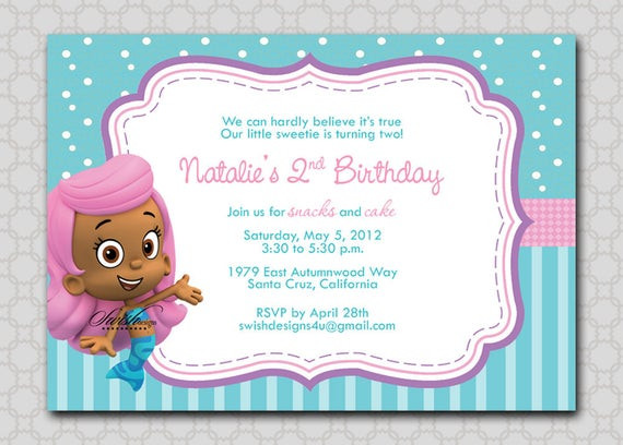 Free Printable Bubble Guppies Birthday Invitations
 Bubble Mermaids Guppies Fish Birthday by SwishPrintables