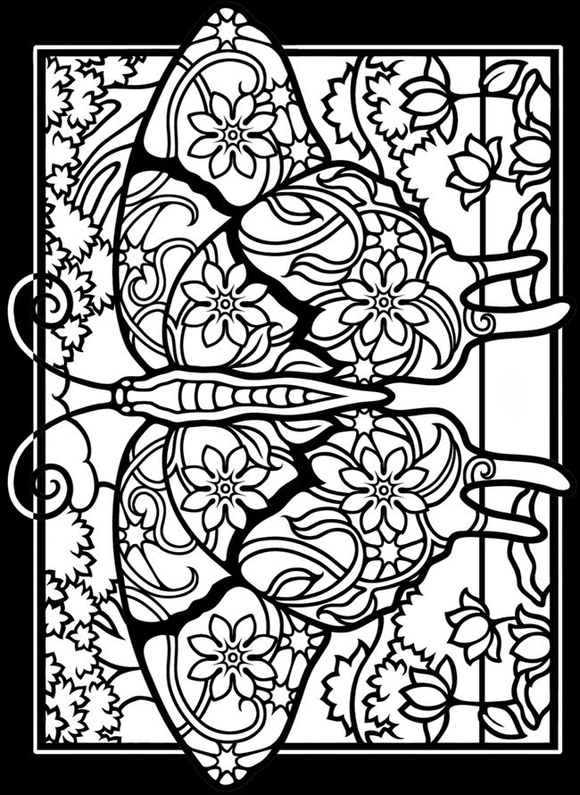 Free Printable Coloring Pages Adult
 EXPOSE HOMELESSNESS FANCY STAINED GLASS WINDOW BUTTERFLY