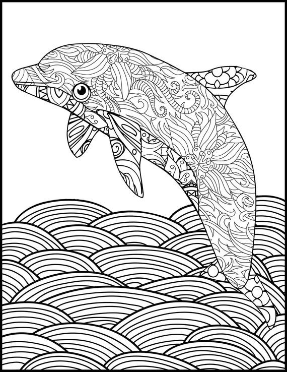Free Printable Coloring Pages Adult
 Printable Coloring Page Adult Coloring Page Dolphin