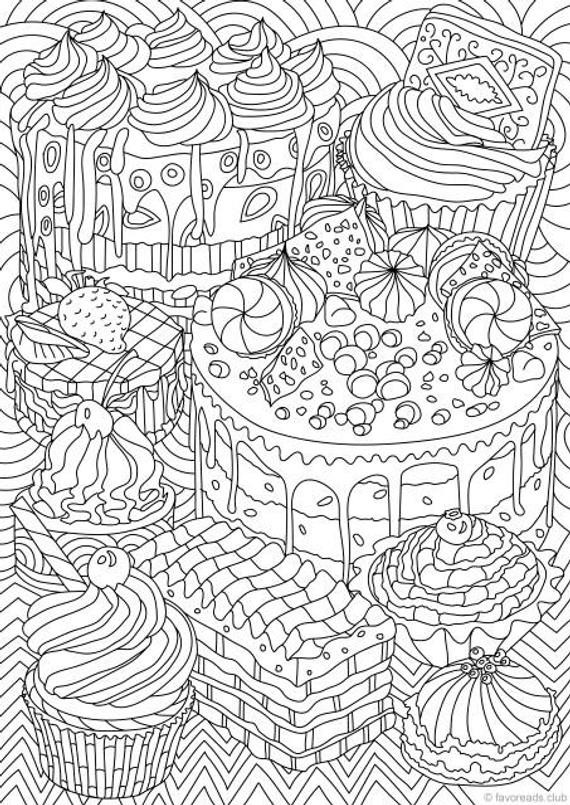 Free Printable Coloring Pages Adult
 Sweet Treats Printable Adult Coloring Page from Favoreads