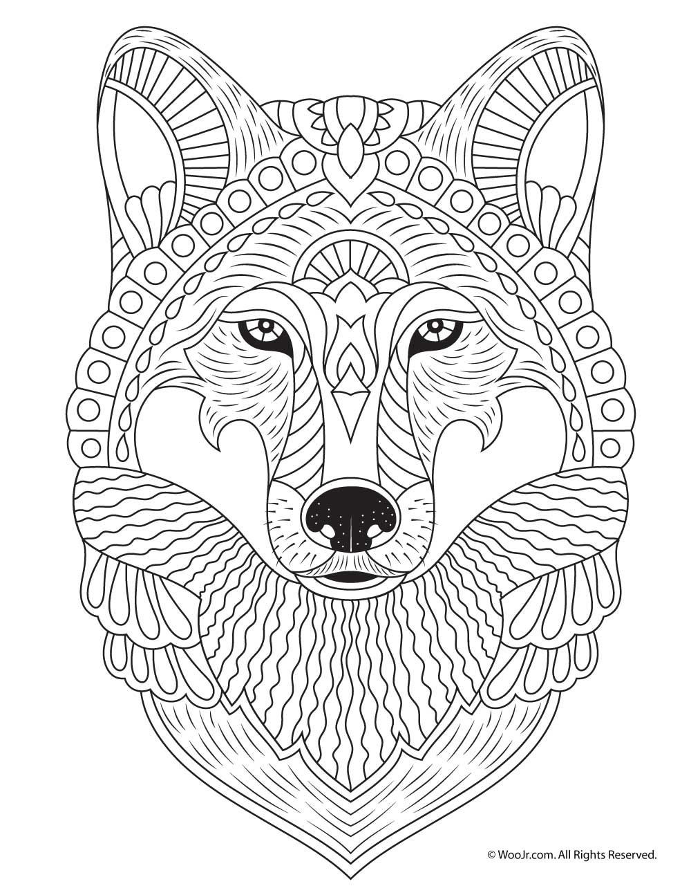 Free Printable Coloring Pages Animals
 Wolf Adult Coloring Page
