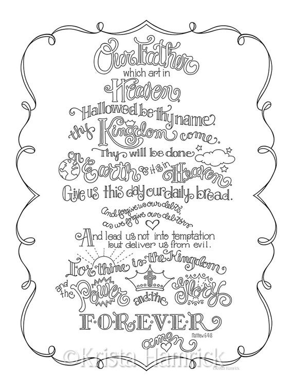 Free Printable Coloring Pages On Prayer
 The Lord s Prayer coloring page in three sizes 8 5X11