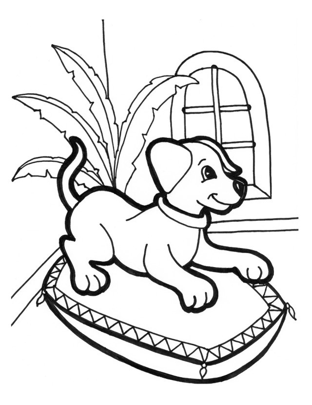 Free Printable Puppy Coloring Pages
 Cute Puppies And Pillow Coloring Page Wallpaper
