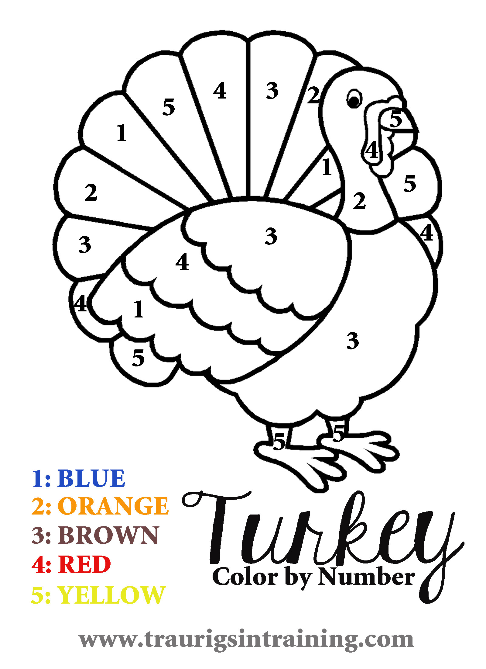 Free Printable Thanksgiving Coloring Pages
 6 Best of Free Printable Color By Number Turkey