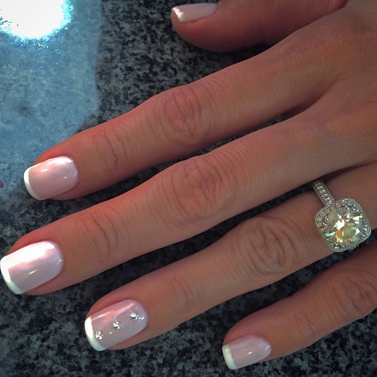 French Wedding Nails
 French manicure with blush pink and just a touch of