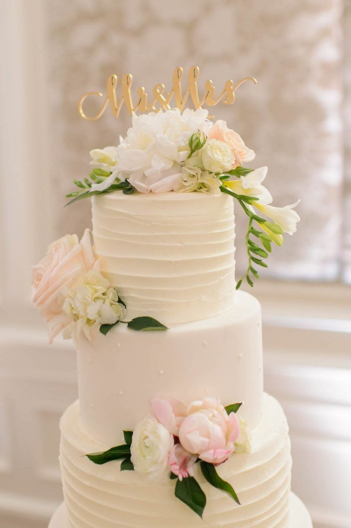 Fresh Flowers On Wedding Cake
 Joyous Ritz Carlton Virginia Wedding