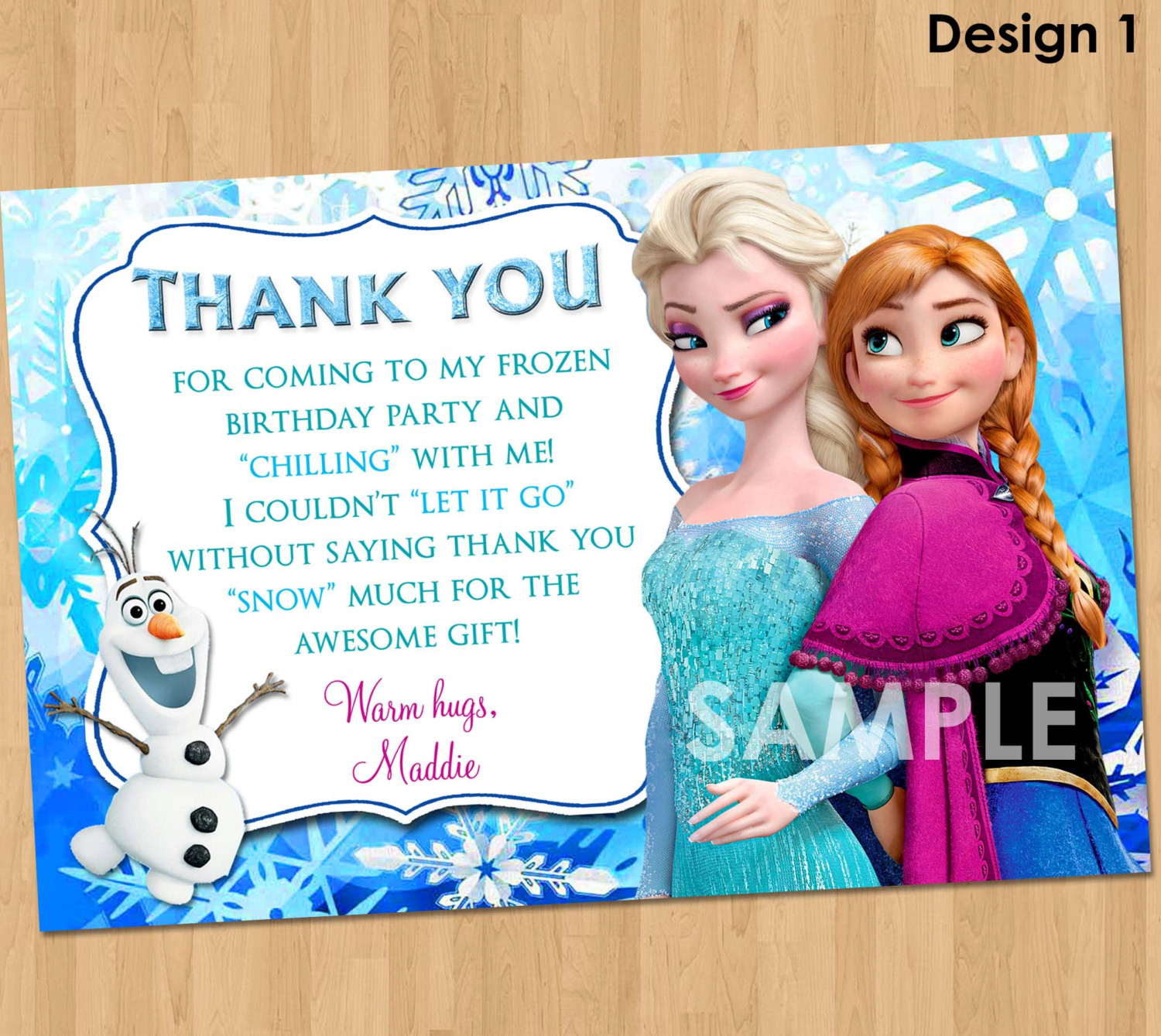 Frozen Birthday Card
 Frozen Thank You Card PRINTABLE Frozen Thank You Note matches