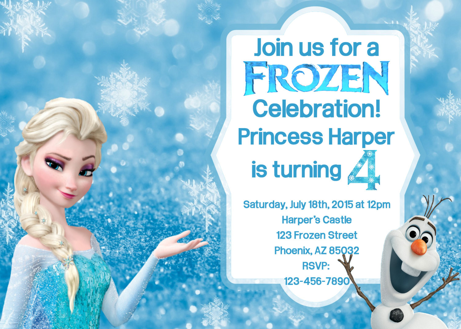 Frozen Birthday Card
 Frozen Birthday Invitation Frozen Birthday by