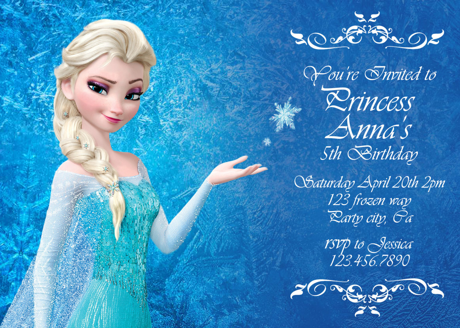 Frozen Birthday Card
 Frozen birthday invitation Disney s Frozen by
