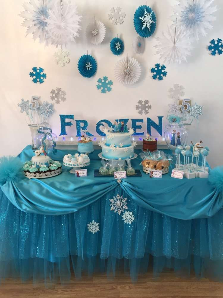 Frozen Birthday Party Theme
 Stunning dessert table at a Frozen birthday party See