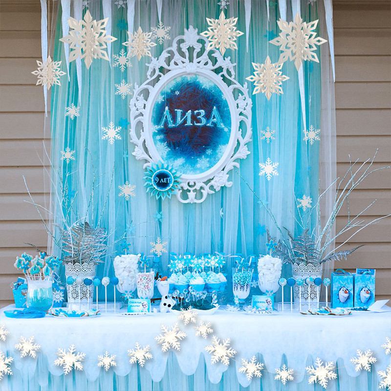 Frozen Decorations For Birthday Party
 Frozen White Blue Birthday Party Kits Supplies Paper 3D
