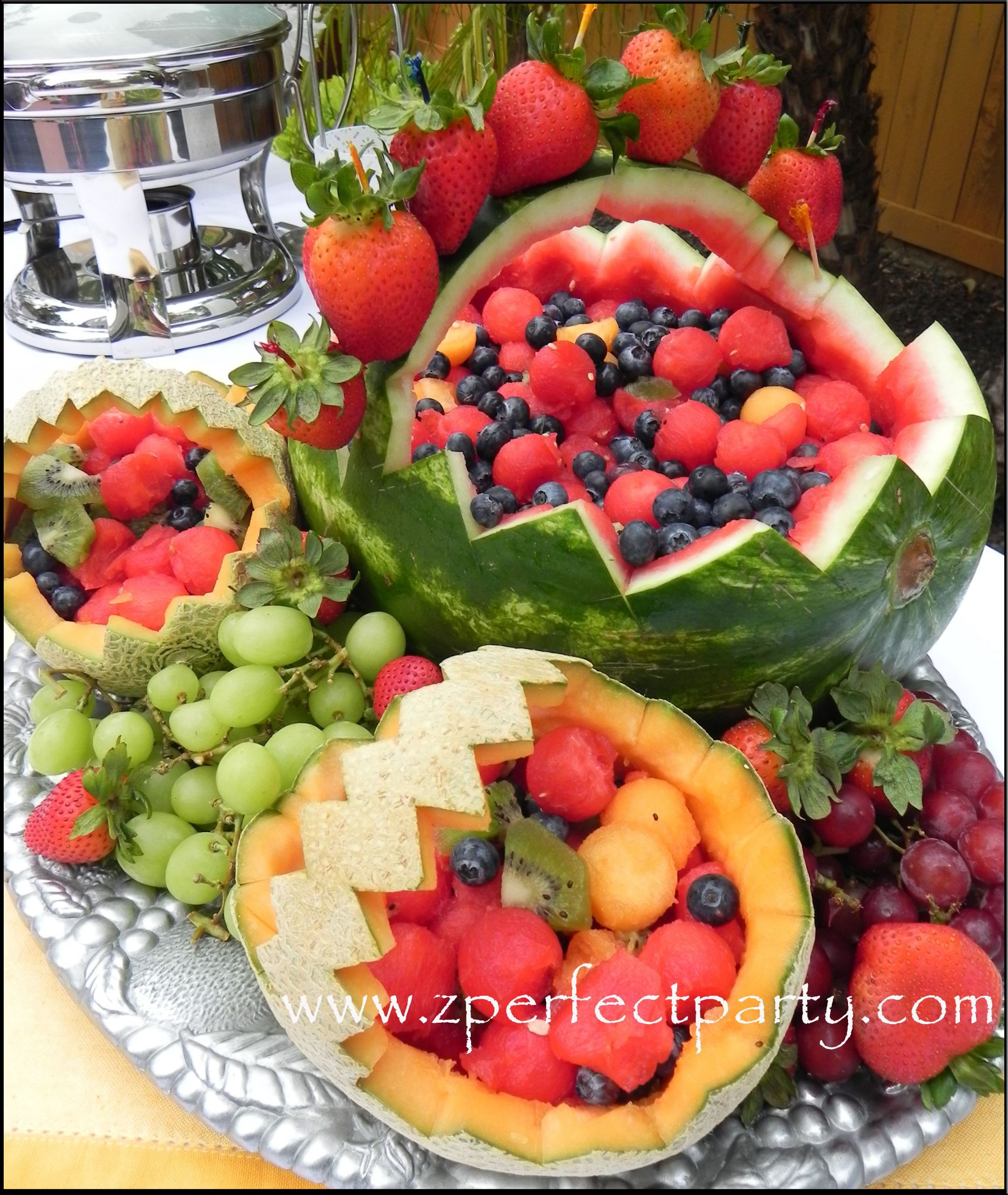 Fruit Tray Ideas For Graduation Party
 Summer Fruit display watermelon cantelope for graduation