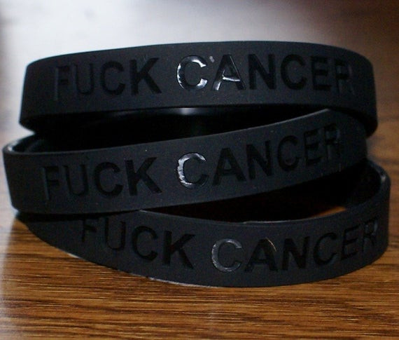 Fuck Cancer Bracelet
 Items similar to FUCK CANCER recycled silicone bracelets