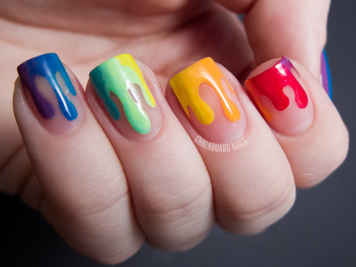 Fun Nail Designs
 DIY Nail Ideas Rainbow Drip Nail Art And More Our