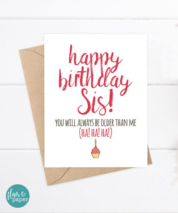 Funny Birthday Cards For Sisters
 Sister Birthday Card Funny Sister Birthday Birthday Card