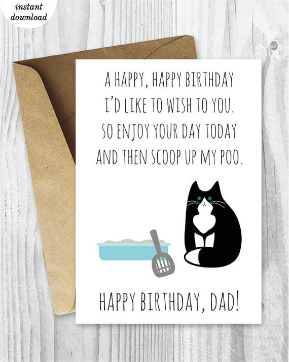 Funny Birthday Cards To Print
 Printable Funny Birthday Cards Black and White Cat Cards Cat