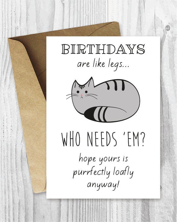 Funny Birthday Cards To Print
 Funny Birthday Cards Cat Birthday Printable Cards Digital
