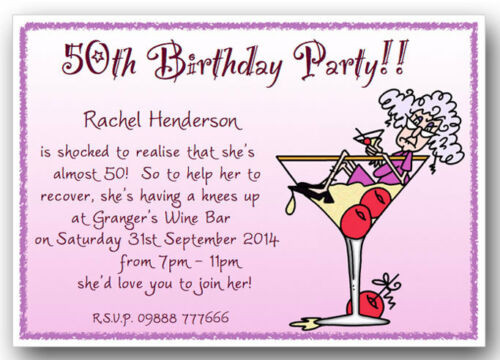 Funny Birthday Party Invitation Wording
 40th 50th 60th 70th 80th 90th personalised funny Birthday