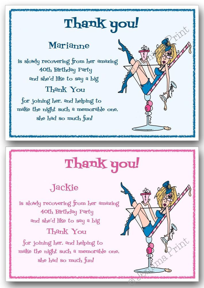 Funny Birthday Party Invitation Wording
 Thank you cards x10 Personalised 18th 21st 30th 40th 50th