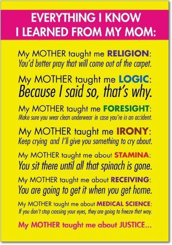 Funny Birthday Quotes For Moms
 Learned From My Mom Birthday Funny Greeting Card