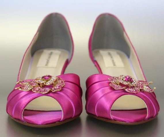 Fuschia Shoes For Wedding
 Items similar to Custom Wedding Shoes Fuschia Peeptoes