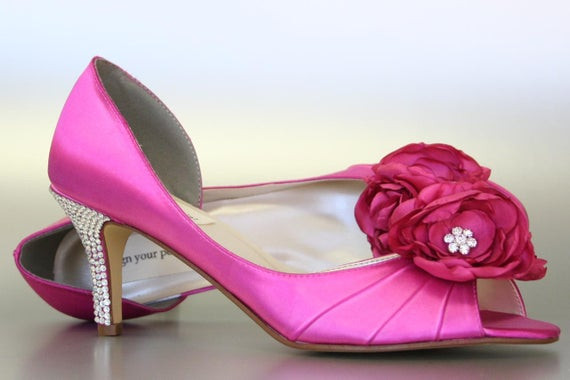 Fuschia Shoes For Wedding
 Items similar to Wedding Shoes Fuschia Pink Peep Toe