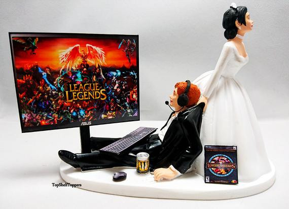 Gamer Wedding Cake Topper
 Funny Wedding Cake Topper Custom LOL Video Gamer PC