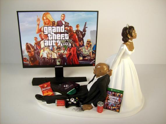 Gamer Wedding Cake Topper
 Wedding Cake Topper Custom GTA 5 GAME Video Gamer by mikeg1968
