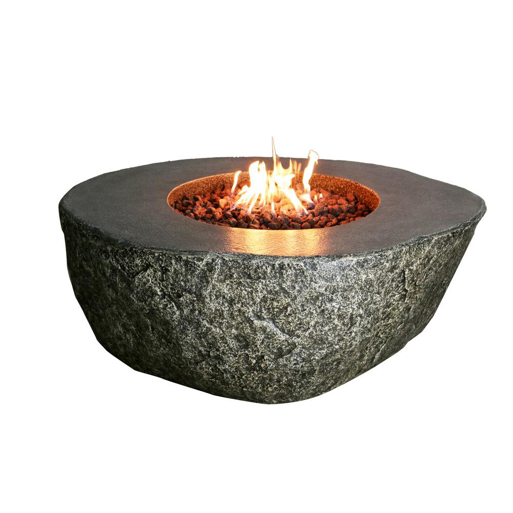 Gas Stone Fire Pit
 Elementi Fiery Rock 50 in Round Eco Stone Natural Gas