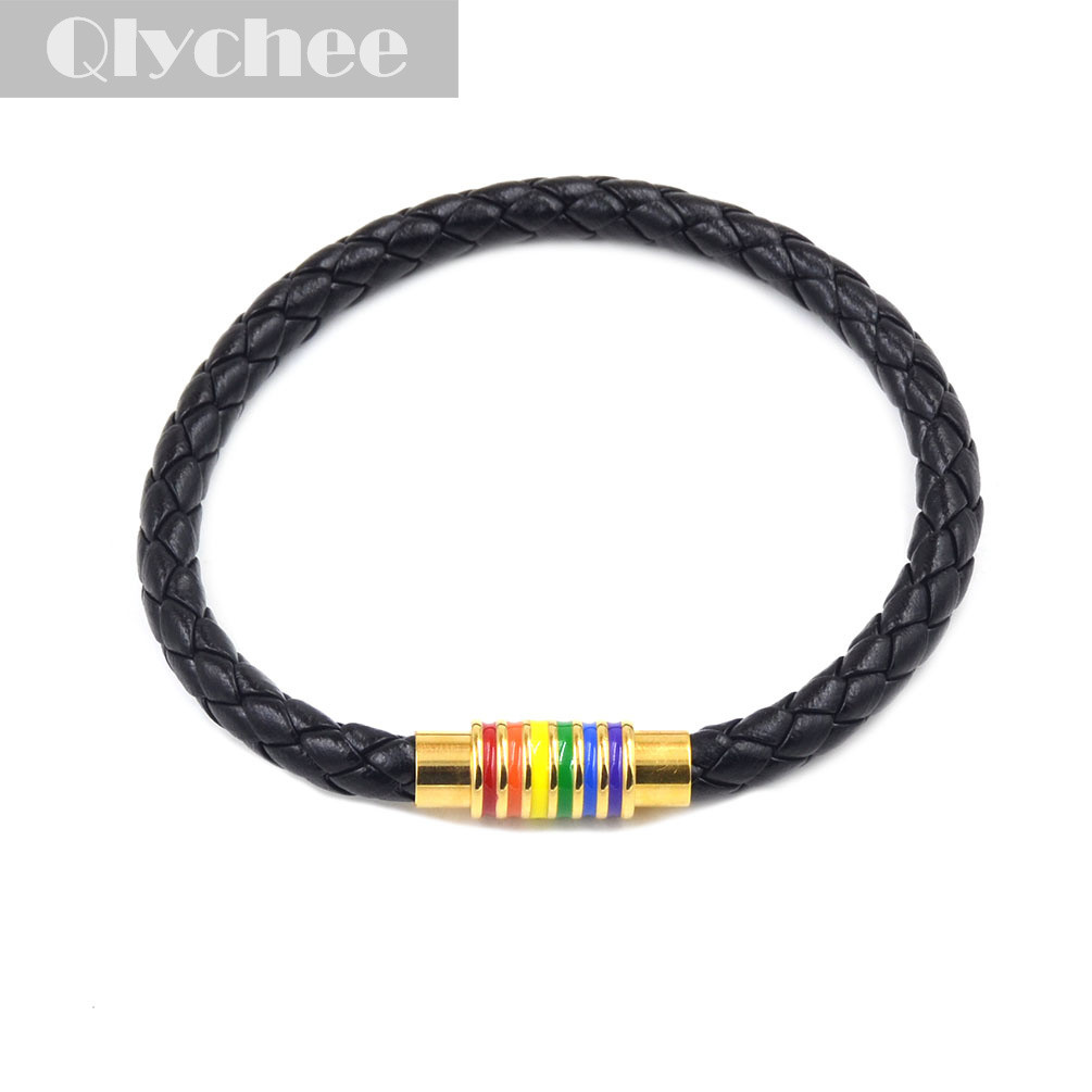 Gay Pride Bracelet
 Gay Lesbian LGBT Pride Rainbow Magnetic Buckle Synthetic