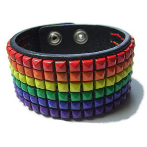 Gay Pride Bracelet
 Pride Shack Rainbow Leather Studded Gay Pride LGBT