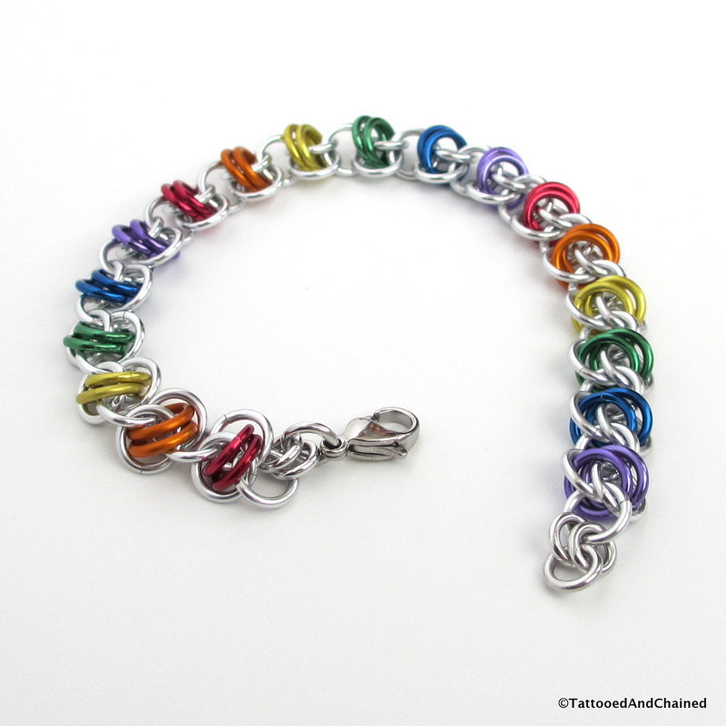 Gay Pride Bracelet
 Gay pride bracelet LGBT chainmaille bracelet rainbow