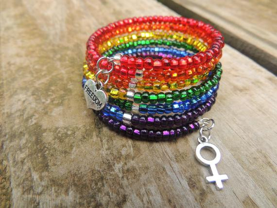 Gay Pride Bracelet
 Rainbow PRIDE Bracelet LGBT Bracelet FEMALE by PLandGDesigns