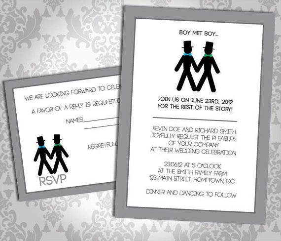 Gay Wedding Invitation Wording
 Items similar to Gay Wedding Invitation or mitment