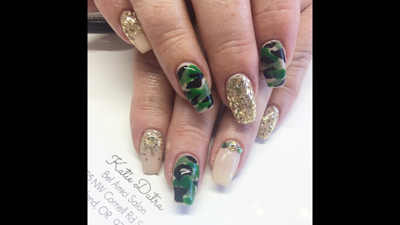 Gel Coffin Nail Designs
 QUICK LOOK Coffin Shaped Gel Nails With Camo Nail Art