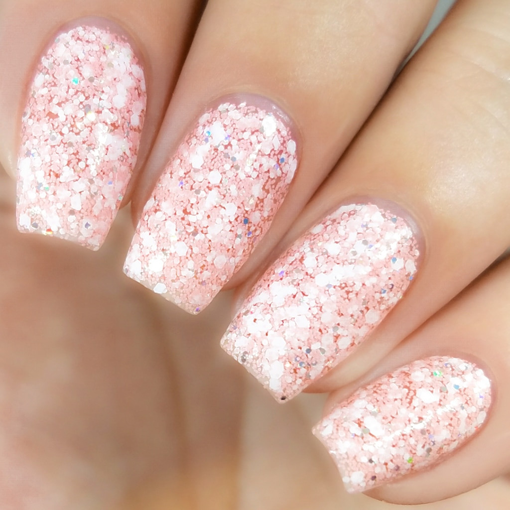 Gel Nails With Glitter
 Pinking Sparkle Pink Glitter Gel Polish