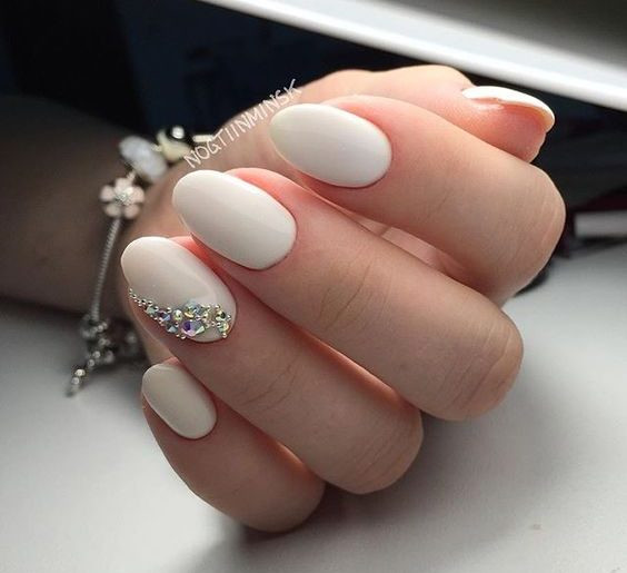Gel Or Acrylic Nails For Wedding
 Perfect white gel nails with details for my wedding
