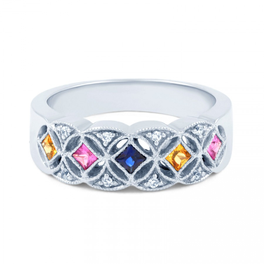 Gemstone Eternity Rings
 Art Deco Multi Gemstone Eternity Ring Diamond Boutique