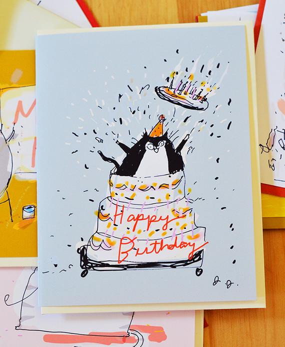 Giant Birthday Card
 Giant Cake Funny Birthday Card Cat