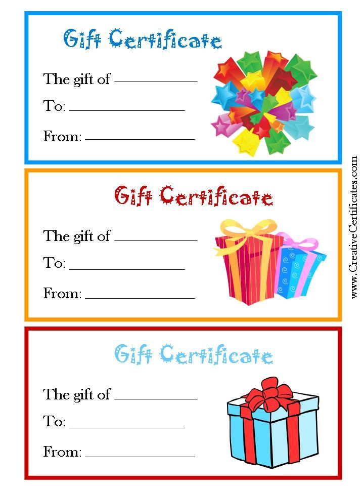 Gift Certificates For Kids
 Free printable Gift Certificates for birthdays