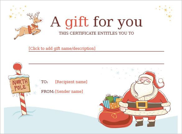Gift Certificates For Kids
 Christmas Gift Certificate Template 11 Word PDF