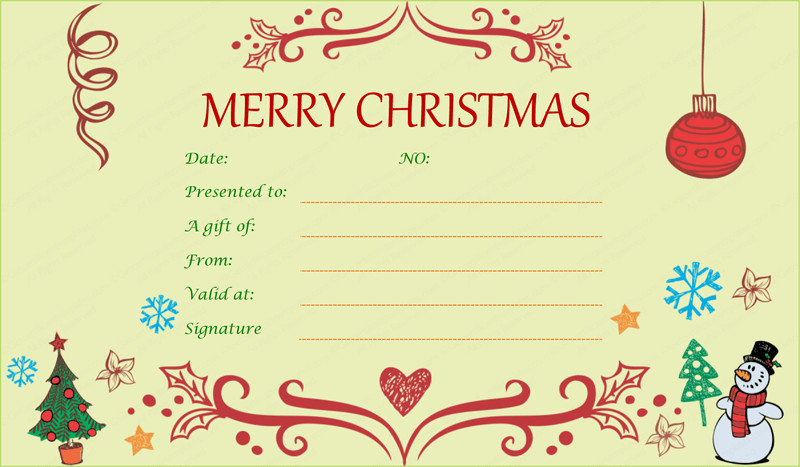 Gift Certificates For Kids
 Festive Decorating Christmas Gift Certificate Template